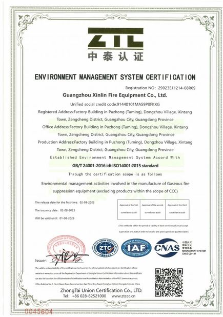 China Guangzhou Xinlin Fire Fighting Equipment Co., Ltd. certification